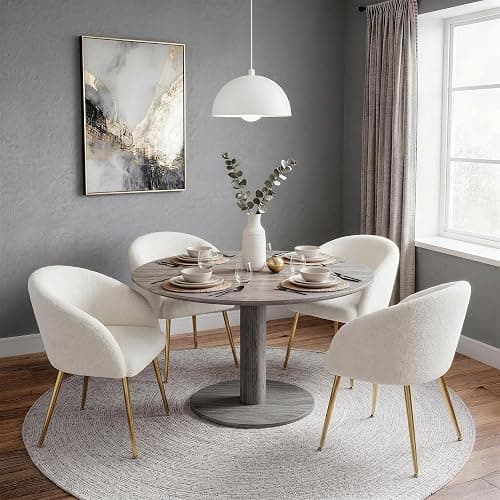gusohey Modern Vanity Chair, Living Room Chair with Metal Legs,Teddy Fabric Dining Chair, Comfy Accent Chair for Makeup Room, Waiting Room, Dressing Room, Bedroom, Dining Room, Home Office (1, White) thumbnail 5
