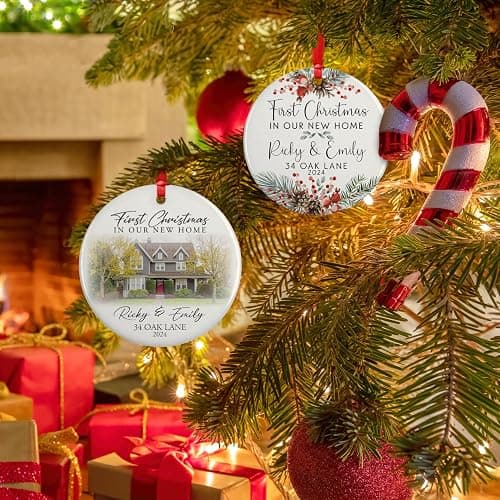 Custom New Home Ornament 2024 w/Your Home Photo, Address - 3" Our 1st Christmas in Our New Home Christmas Keepsake Ornament w/Optional Gift Box, Personalized Newlywed - With Photo thumbnail 6