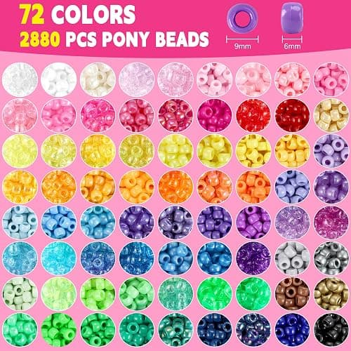 Pony Beads for Bracelets, Funtopia 4026 Pcs 72 Colors Multi-Types Kandi Beads with 10 Kandi Cuff Designs, Friendship Bracelet Making Kit with Assorted Letter Bead for Jewelry Making and DIY Crafts thumbnail 5