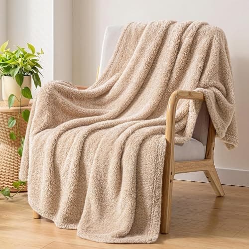 Exclusivo Mezcla Soft Plush Fleece Throw Blanket for Couch Camel | Fluffy Velvet Fuzzy Blankets, Breathable Flannel Throws for Bed, Cozy Lightweight Dorm Decor for All Seasons, 50x60 Inches - Image 1