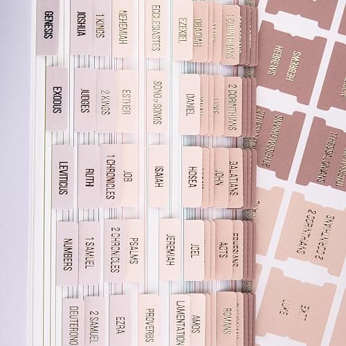DiverseBee Laminated Bible Tabs (Rose Gold Embossed Lettering), Bible Journaling Supplies, Bible Book Tabs, Christian Gift, 73 Bible Tabs for Women and Men, Includes 4 Blank Tabs (Pearl) thumbnail 6