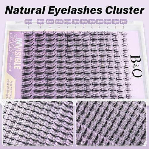 B&Q Fairy Lash Clusters Kit Natural Lashes Clusters Wispy Invisible Band Manga Lashes Individual Lashes Bond and Seal Eyelash Extension Kit Easy Removal (Fairy Kit-8-18MIX) thumbnail 4