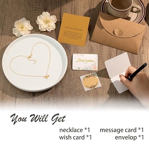 14K Gold Plated Pendant Necklace for Women, Dainty Charm Good Luck Inspirational Gifts for Her Friendship Necklace Cherry, Positive Duck, Shell Pearl Fish Beach Jewelry thumbnail 5