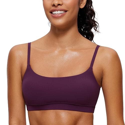 CRZ YOGA Butterluxe Adjustable Spaghetti Strap Sports Bras for Women - Scoop Neck Wireless Padded Yoga Workout Crop Top - Image 1