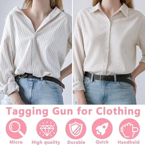 Stitch Tag Gun for Clothes,Micro Mini Stitch Gun No-Sew,Price Tagging Gun,Handheld Hem Gun for Clothing,Fabric Stapler,Quick Sticky Fixer,Temporary Sewing Gun,6 Needle,2000 Fasteners(Black+White)-Pink thumbnail 4