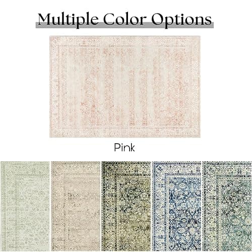BILEEHOME Nursery Rug for Baby Girl Neutral Blush Pink Boho Floral Washable Soft Faux Wool Area Rugs for Living Room Bedroom,5x8 thumbnail 7