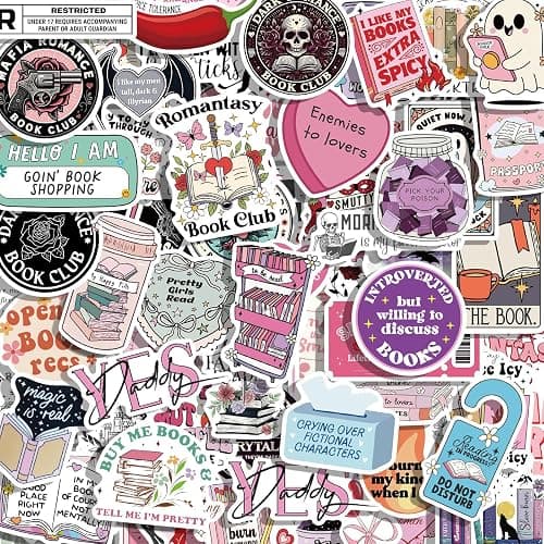150 PCS Romance Book Stickers for Kindle – Waterproof Holographic Glitter Vinyl Bookish Stickers for iPad, Laptop, Journal, Water Bottle, Scrapbook – Booktok Aesthetic Gifts for Adult Book Lovers - Image 1