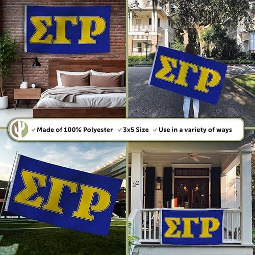 Desert Cactus Sigma Gamma Rho Fraternity Flag - Greek Banner, Large 3x5 feet - for Decor, Events, and SGRhos Sigmas Pride Display (Letter) thumbnail 3