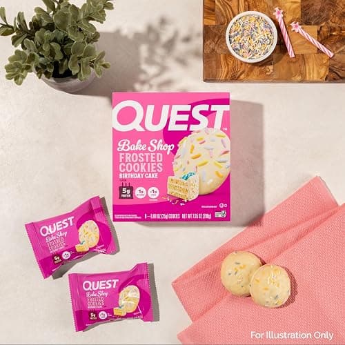 Quest Nutrition Frosted Protein Cookies, Birthday Cake, 1g Sugar, 10g Protein, 2g Net Carbs, Gluten Free, 8 Cookies thumbnail 5