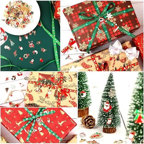 SANNIX 110Pcs 55 Pairs Christmas Charms Gold Enamel Jewelry Pendants for Xmas Earring Bracelet Necklace Craft Making thumbnail 7