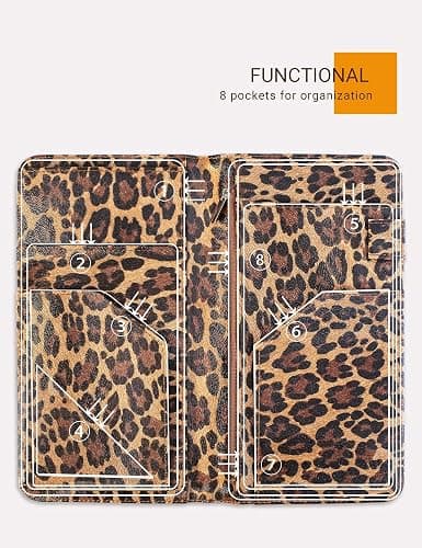 Server Book for Waitress Book with Zipper Pocket, 5x9 Leopard Magnetic Closure Server Wallet with Money Pocket and Zipper Pouch, Restaurant Waitstaff Organizer Fit Server Apron thumbnail 3