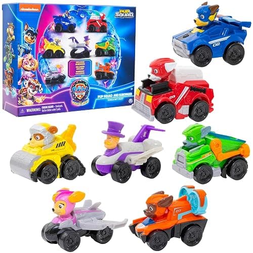 Paw Patrol: The Mighty Movie Toy Vehicle Set- 7 New Cars & Trucks w Exclusive Mayor Humdinger Action Figure-Includes Rubble, Chase, Skye, Zuma, Marshall, Rocky - Image 1