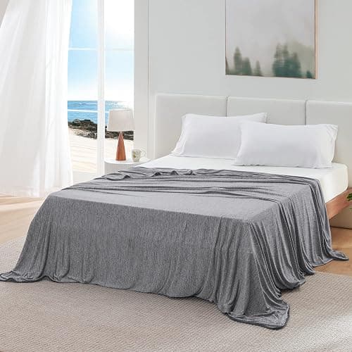 Bedsure Cooling Blanket for Hot Sleepers - Spring Summer Throw Blanket for Bed, Arc-Chill Lightweight Summer Bedding Gifts, Cool Thin Ice Cold Comfort Throws with Rayon Derived from Bamboo, 50x70 - 01- Dark Grey - Throw XL (50" x 70") thumbnail 7