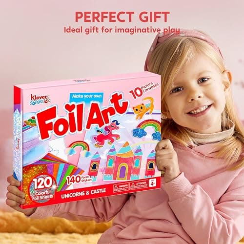 Klever Kits Foil Art Kit for Kids - Arts & Crafts Supplies, Mess Free Coloring, Foil Foam Stickers, Creative Travel Toys, Birthday Gifts for Boys & Girls Ages 4 and Up thumbnail 7