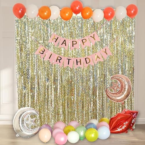 4 Pack Wavy Sparkle Champagne Gold Metallic Tinsel Foil Fringe Curtains Photo Booth Backdrop | Gold Streamer Backdrop for Holiday Celebration Bachelorette Party Decorations thumbnail 6