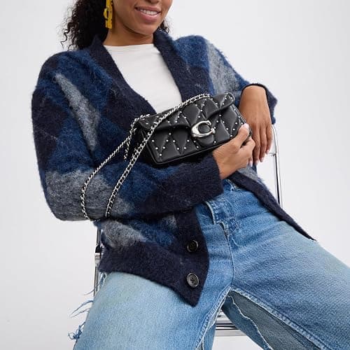 Crystal Rivets Quilted Tabby Shoulder Bag 20 with Chain thumbnail 2