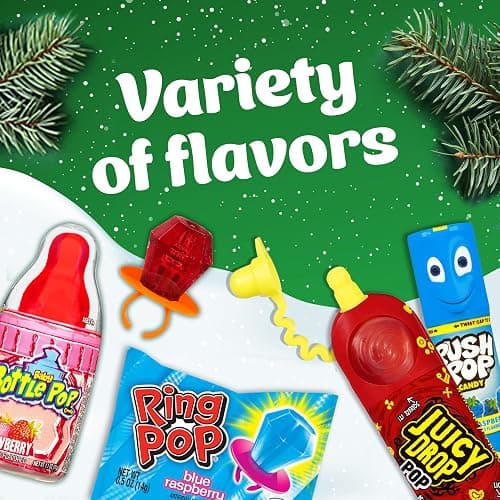 Christmas Candy Variety Pack, 18Ct Assorted Lollipops, Bulk Individually Wrapped Ring Pop, Push Pop, Baby Bottle Pop & Juicy Drop, Birthday Party Favors, Stocking Stuffers, Candy Bowls, Kids Gifts thumbnail 4