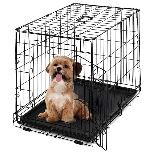 CAPHAUS Foldable Dog Crate Wire Metal Dog Kennel w/Leak-Proof Pan & Protecting Feet & Divider Panel, Single or Double Door, Small, Medium & Large Indoor Wire Cage, 24” w/Single Door - Image 1