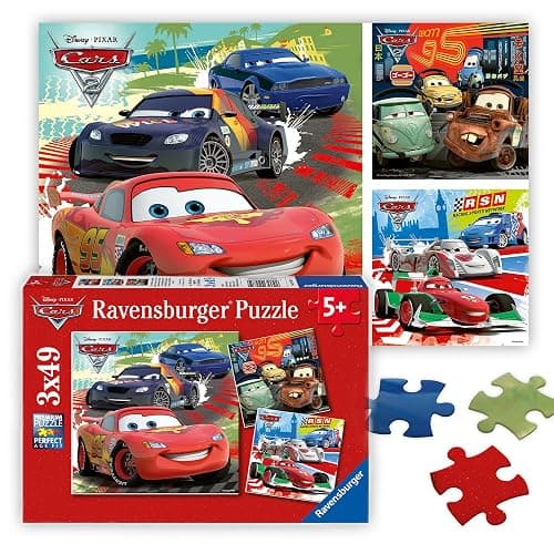Ravensburger - Disney Cars: Worldwide Racing Fun - 49 Piece Jigsaw Puzzle 3 Pack Set - Lightning McQueen and More - Larger Pieces - Premium Quality - Ideal Gift - Screen-Free Fun - Children Age 5+ - Image 1