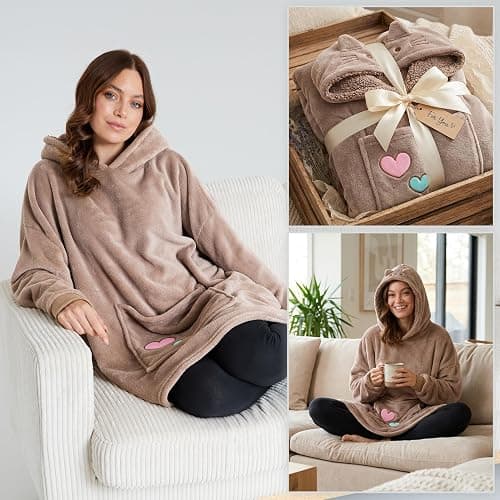 Get Trend Pusheen Oversized Blanket Hoodie for Women, Teens with Sherpa Hood, Soft Fleece Hoodie Blanket Cozy Gifts for Women thumbnail 2