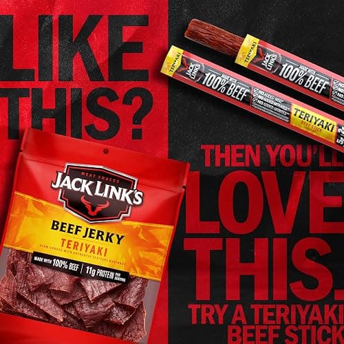 Jack Link's Beef Jerky, Teriyaki, Half Pounder Large Jerky Bag - Flavorful Meat Snack, Ready to Eat Protein Snacks with 11g of Protein per Serving, Made with 100% Beef thumbnail 11