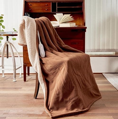 Heated Blanket-Electric Blanket,50"x60"Soft Heated Throw Blanket with 5 Heating Levels & 3 Hours auto-Off,Over-Heat Protection Fast-Heating,Machine Washable（Nut） - Image 1