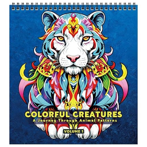 FUN LAVIE Adult Coloring Book - Mandala Animal Designs for Adults Relaxation and Teens Stress Relief, Spiral Bound Coloring Book for Women, Mindfulness Mandalas and Animal Patterns for Anxiety Relief - Image 1