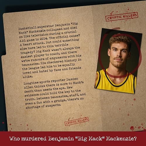 Cryptic Killers Unsolved Murder Mystery Game - Murder of an MVP - Cold Case Files Investigation - Detective Clues/Evidence - Solve The Crime - Individuals, Date Nights & Party Groups thumbnail 3