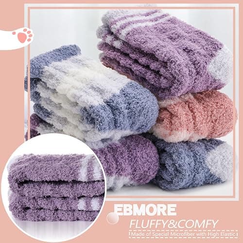 EBMORE Womens Fuzzy Socks Fleece Fluffy Cabin Plush Warm Sleep Soft Cozy Winter Adult Socks thumbnail 4