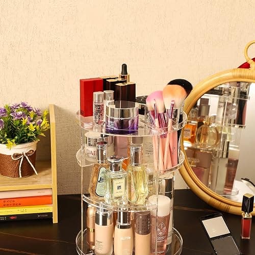 Clear Rotating Makeup Organizer for Vanity,Adjustable Skincare Organizer Countertop,Cosmetic Display Cases for Beauty,Skin Care,Spinning Makeup Stand,Make up Storage Organizer and Perfume organizer thumbnail 6