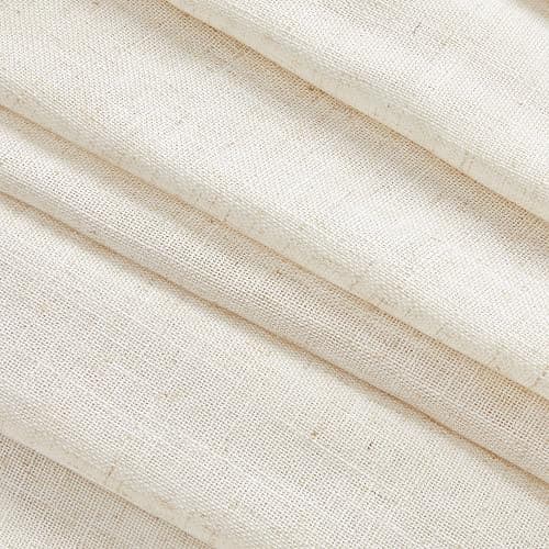 MYSKY HOME Linen Curtains for Living Room, Natural Semi Sheer Curtains & Drapes 84 inches Length 2 Panels Set Farmhouse Country Boho Style Back Tab Draperies for Sliding Glass Door, 50" Wide, Linen thumbnail 9