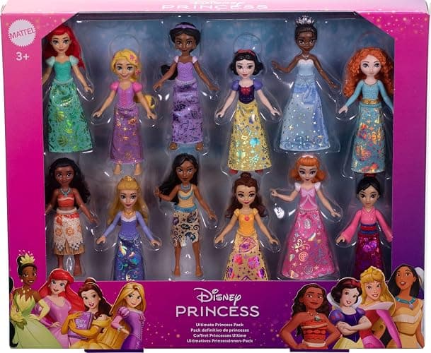 Mattel Disney Princess Toys, Ultimate Princess Pack with 12 Small Posable Dolls in Signature Outfits, Collectibles Inspired by Disney Movies thumbnail 6