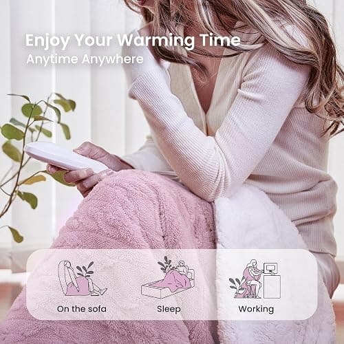 Aheadpret Heated Blanket-Electric Blanket 50"x60" Soft Heated Throw Blanket with 5 Heating Levels & 3 Hours auto-Off,Machine Washable (Pink thumbnail 5
