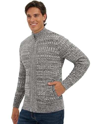 Pioneer Camp Men's Cardigan Sweaters Full Zip Up Stand Collar Slim Fit Casual Knitted Sweater with 2 Front Pockets thumbnail 4