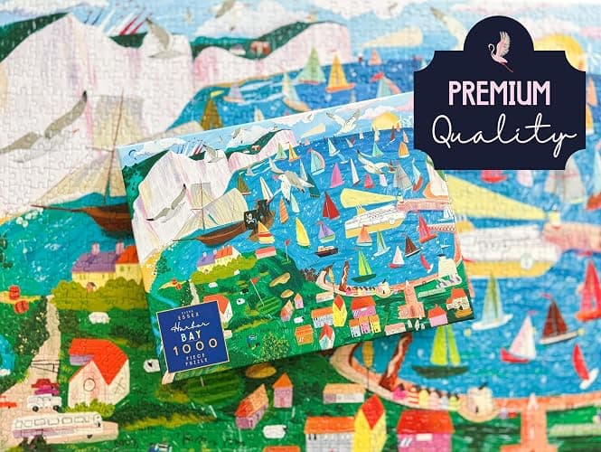Elena Essex Puzzles für Erwachsene, 1000 Teile – Harbor Bay, 1000 Teile Puzzle für Erwachsene, Puzzles 1000 Teile, Bunte Segelboote, Meer, Strand, Landschaft, Puzzle-Größe 70x50cm thumbnail 4