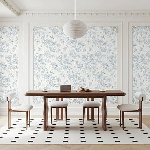 Floral Peel and Stick Wallpaper- Blue and White Vintage Flowers Contact Paper for Bathroom, Bedroom - Boho Removable Self Adhesive Vinyl Wall Paper for Decor Shelf Linings and Cabinets,17.3" x 78.7" thumbnail 7