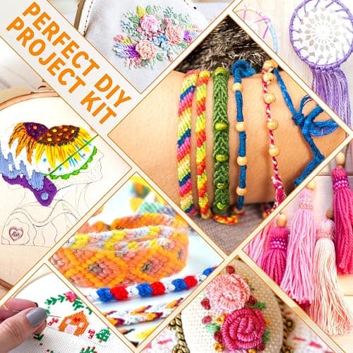 BYMORE 262 Pack Embroidery Thread Floss Kit Including 200 Colors 8 M/Pcs Cross Stitch Sewing Thread with Floss Bins and 62 Pcs Cross Stitch Tool,4-Tier Transparent Storage Box thumbnail 5