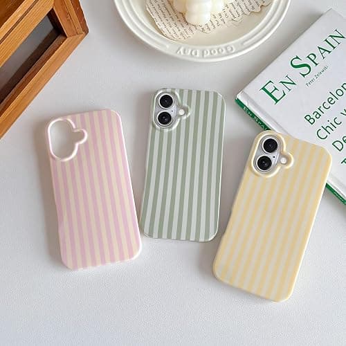 Yeddabox for iPhone 17 Case Cute Striped Phone Case Soft TPU Slim Shockproof Phone Cover for Women Girls, Pink thumbnail 8