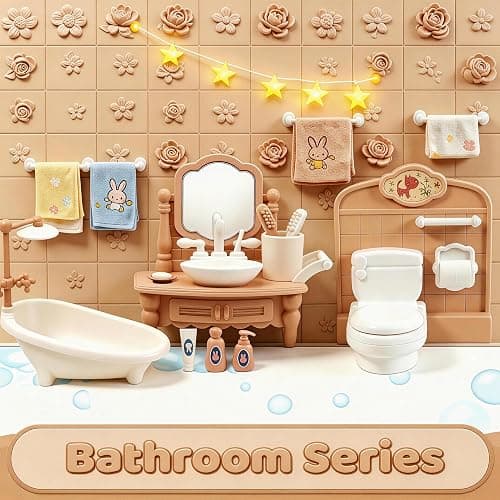 Doll House Furniture Accessories Four Major Series: Living Room, Bedroom, Bathroom, Kitchen Miniature Dollhouse Furniture Birthday (Style-C) thumbnail 7