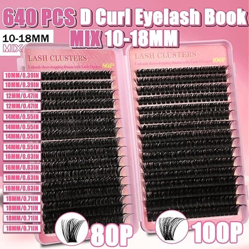 Gmagictobo Lash Extension Kit Lash Clusters Kit 640Pcs Volume Eyelash Clusters C Curl Lashes Clusters DIY Cluster Eyelash Extensions With Lash Bond and Seal Lash Tweezers thumbnail 6