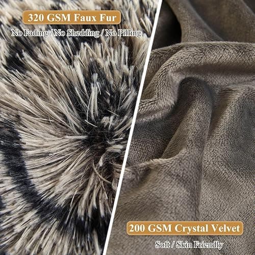XeGe Leopard Faux Fur Fluffy Pillowcases, Plush Shaggy Soft Long Pillow Covers, Fuzzy Decorative Cheetah Print Pillow Cases, Furry Pillow Shams for Bed Sofa Zipper Closure, 2 Pack(Standard, Grey) thumbnail 4