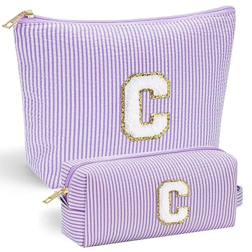 YOOLIFE Bridesmaid Gifts for Wedding Day | Preppy Makeup Bag & Organizer | 30th Birthday Gift | Purple - Image 1