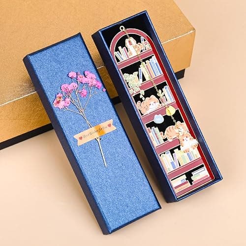 Orange Tabby Cat Metal Bookmark with Cat Charm and Gift Box, Valentine's Day Gifts, End of Year Gift, Gifts for Mom, Teacher, Retirement, Women, Lover, Book Lover, Cat Lover thumbnail 2
