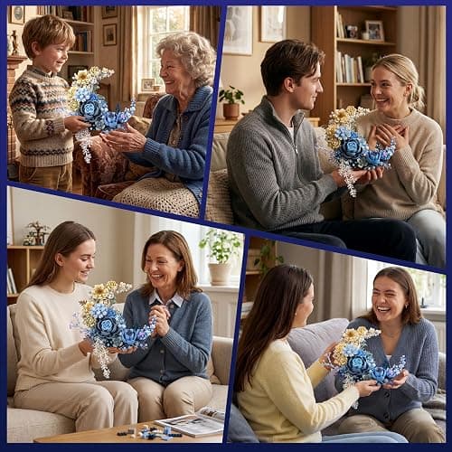 Loyratche Blue Moon Flower Building Set, Botanicals Wall Art Decor | Botanical Collection Artificial Flowers Building Block Kit Compatible with Lego for Adults Home Décor Wall Art Decoration thumbnail 9