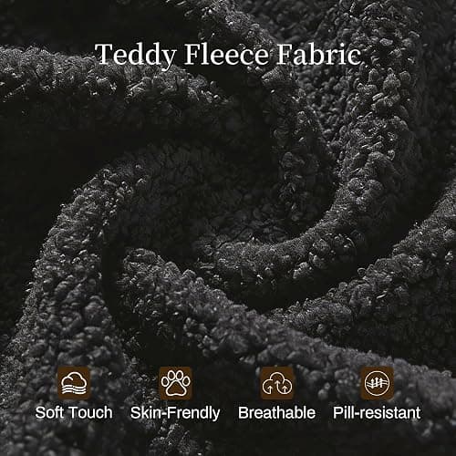 Office Chair with Flip Armrests,Big and Tall Office Chair with Foot Rest,Extra Wide Seat & Lumbar Pillow,Ergonomic Computer Gaming Chair,Comfy Criss Cross Chair for Pets Sitting,Teddy Fleece,Black thumbnail 9
