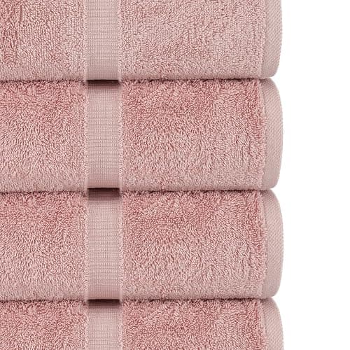 Chakir Turkish Linens 4 Piece Bath Towel Set, 100% Cotton Luxury Turkish Towels for Bathroom, Soft Absorbent Bath Towels, 27 x 54 Inches, Pink thumbnail 5