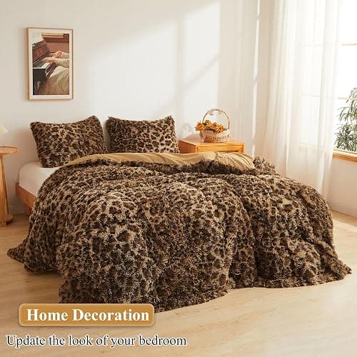 XeGe Cheetah Print Faux Fur Fluffy Pillowcases, Plush Shaggy Soft Long Pillow Covers, Fuzzy Decorative Leopard Print Pillow Cases, Furry Pillow Shams for Bed Couch Zipper, Set of 2(Standard, Brown) thumbnail 6