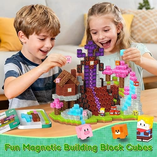 iLacven Magnetic Blocks Travel Magnetic Building Blocks Cubes - 100 PCS Tin Box Magnet Toys Set STEM Educational Stacking for Kids Ages 3 4 5 6 7 8 9 10 11 12 Year Old Boys Girls Birthday Christmas thumbnail 5