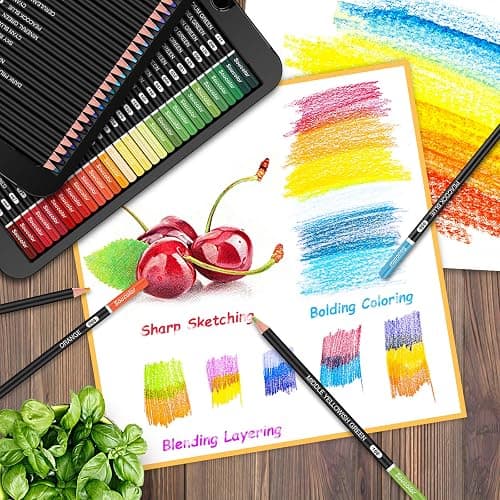 Soucolor 180-Color Artist Colored Pencils Set for Adult Coloring Books, Soft Core, Professional Numbered Art Drawing Pencils for Sketching Shading Blending Crafting, Gift Tin Box for Beginners Kids thumbnail 2