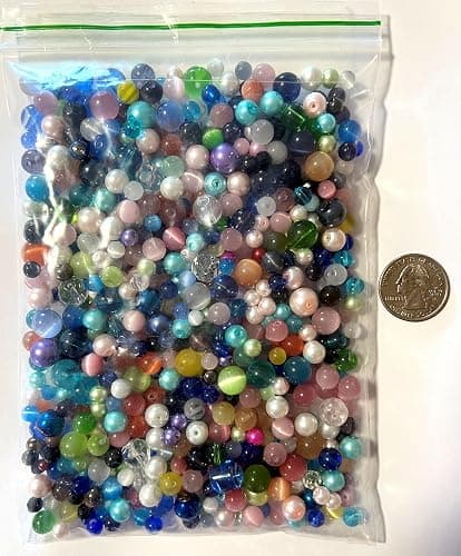 Cat's Eye Beads, Pearl, Crystal, Glass, Acrylic, 3/4 Pounds Loose Assorted Mixed DIY Jewelry Kit, Crafting Projects thumbnail 5